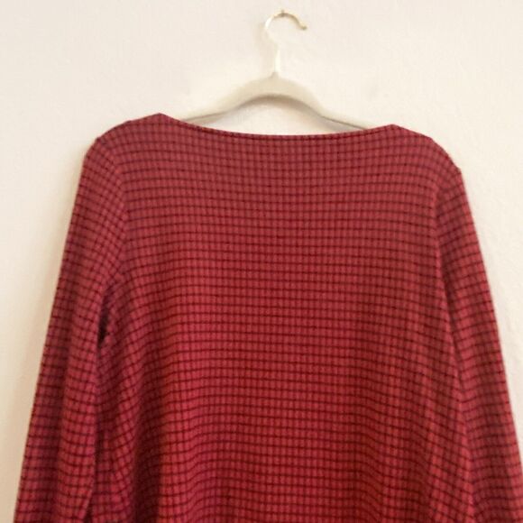 J.JILL Ponte Knit Red Black Check Long Sleeve Tunic Knit Top - Size M Holiday‎ - Picture 12 of 12